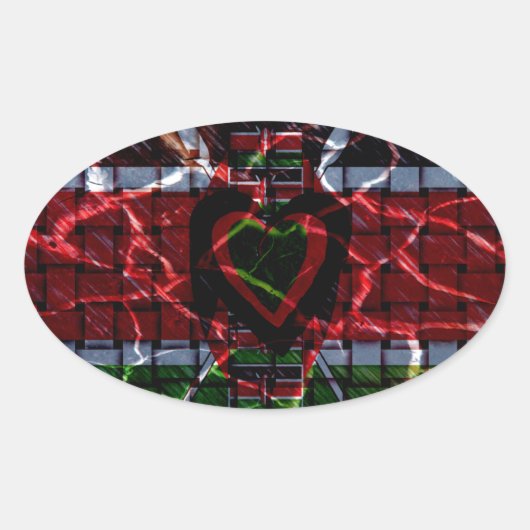 Sticker Ovale Drapeau fissuré : Faites simple - Résilience kenya (Devant)