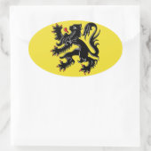 Sticker Ovale Drapeau Flandre (Belgique) (Sac)