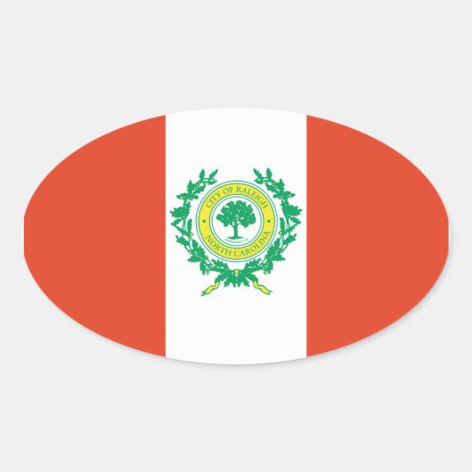 Sticker Ovale Drapeau FOUR Raleigh, Caroline du Nord (Devant)