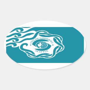 Sticker Ovale Drapeau FOUR Seattle