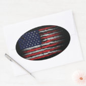 Sticker Ovale Drapeau Grunge U.S.A (Enveloppe)