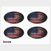 Sticker Ovale Drapeau Grunge U.S.A (Feuille)