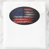 Sticker Ovale Drapeau Grunge U.S.A (Sac)