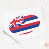 Sticker Ovale Drapeau Hawaï* de style euro ovale (Enveloppe)