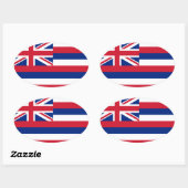 Sticker Ovale Drapeau Hawaï* de style euro ovale (Feuille)