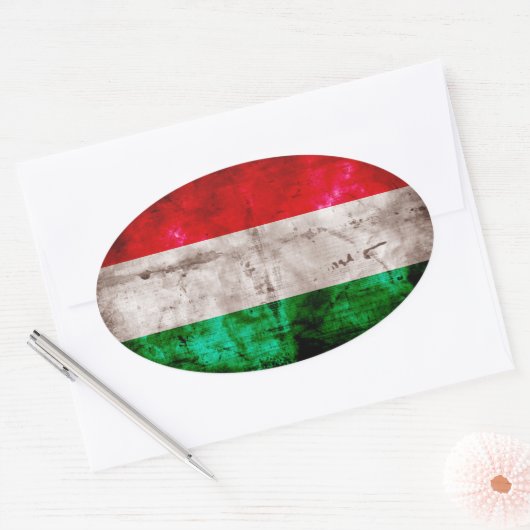 Sticker Ovale Drapeau hongrois (Enveloppe)