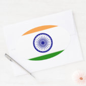 Sticker Ovale Drapeau indien "Tiranga " de bonne couleur (Enveloppe)