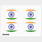 Sticker Ovale Drapeau indien "Tiranga " de bonne couleur (Feuille)