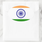 Sticker Ovale Drapeau indien "Tiranga " de bonne couleur (Sac)