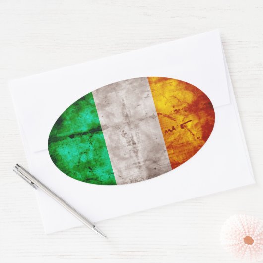 Sticker Ovale Drapeau irlandais (Enveloppe)
