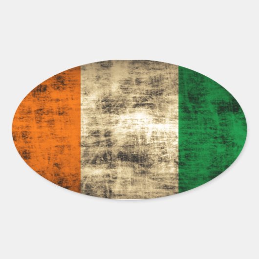 Sticker Ovale Drapeau irlandais Grunge (Devant)