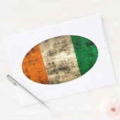Sticker Ovale Drapeau irlandais Grunge (Enveloppe)
