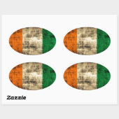 Sticker Ovale Drapeau irlandais Grunge (Feuille)