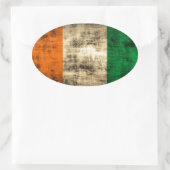 Sticker Ovale Drapeau irlandais Grunge (Sac)