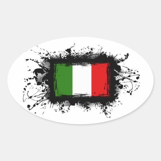 Sticker Ovale Drapeau Italie (Devant)