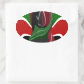 Sticker Ovale Drapeau Kényan en effervescence : un art moderne d (Sac)