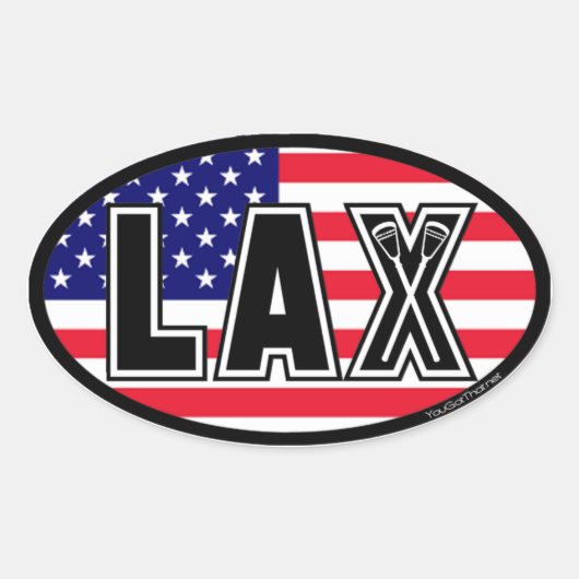 Sticker Ovale Drapeau Lacrosse America Lax (Devant)