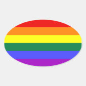 Sticker Ovale Drapeau LGBT QUATRE (Devant)