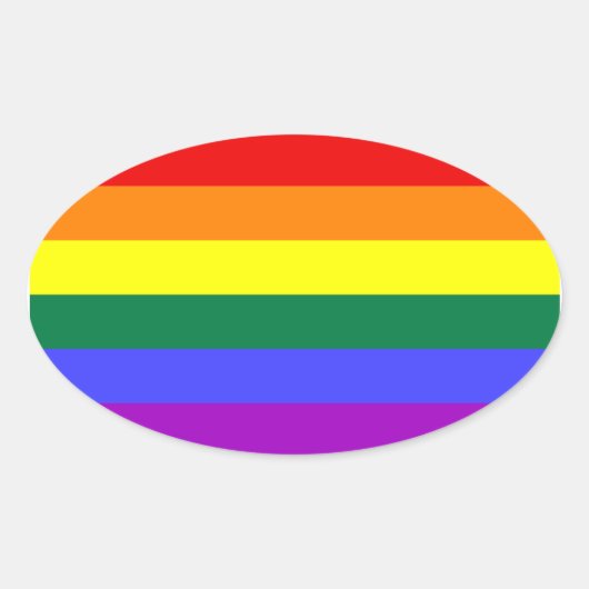 Sticker Ovale Drapeau LGBT QUATRE (Devant)