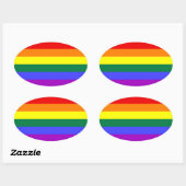 Sticker Ovale Drapeau LGBT QUATRE (Feuille)