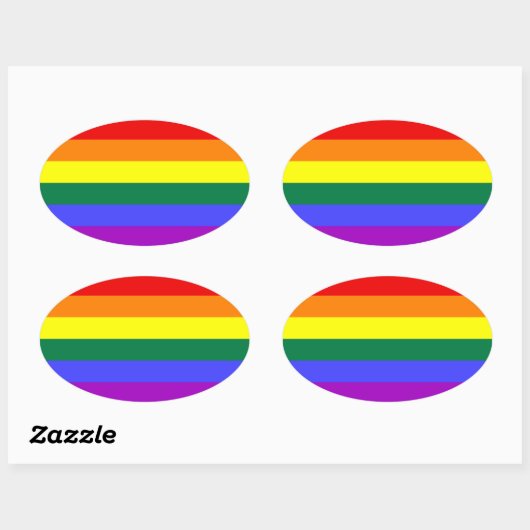 Sticker Ovale Drapeau LGBT QUATRE (Feuille)