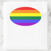 Sticker Ovale Drapeau LGBT QUATRE (Sac)