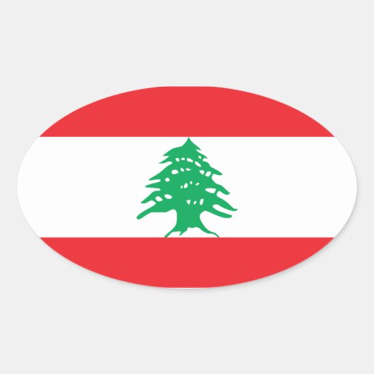 Sticker Ovale Drapeau Liban/Liban (Devant)