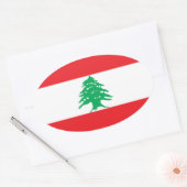 Sticker Ovale Drapeau Liban/Liban (Enveloppe)
