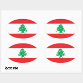 Sticker Ovale Drapeau Liban/Liban (Feuille)