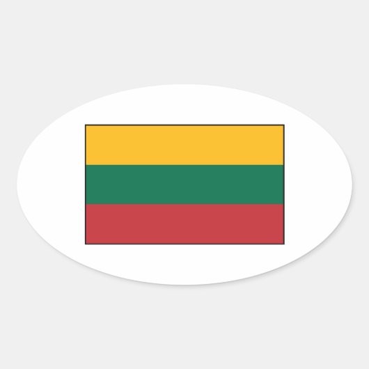 Sticker Ovale Drapeau lituanien (Devant)
