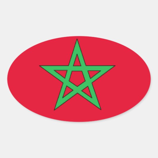 Sticker Ovale Drapeau Maroc (Devant)