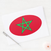 Sticker Ovale Drapeau Maroc (Enveloppe)