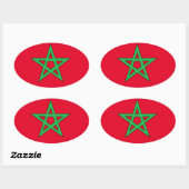Sticker Ovale Drapeau Maroc (Feuille)