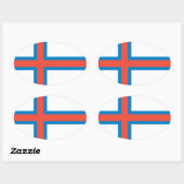 Sticker Ovale Drapeau national des Îles Féroé (Feuille)