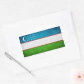 Sticker Ovale Drapeau national d'Ouzbékistan (Enveloppe)