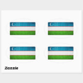 Sticker Ovale Drapeau national d'Ouzbékistan (Feuille)