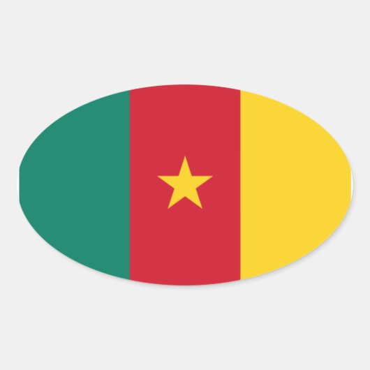 Sticker Ovale Drapeau national du Cameroun (Devant)