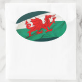 Sticker Ovale Drapeau national du Pays de Galles, Le Dragon Roug (Sac)