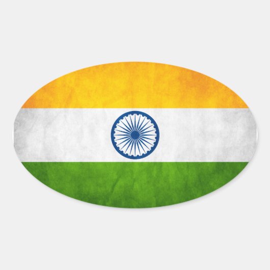 Sticker Ovale Drapeau national indien (Devant)