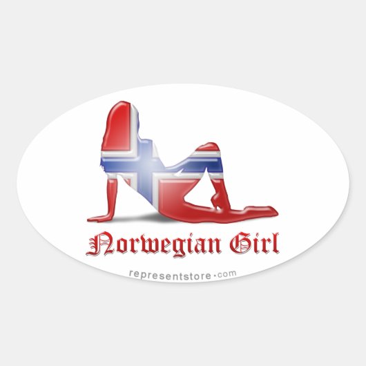 Sticker Ovale Drapeau norvégien Silhouette (Devant)