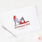 Sticker Ovale Drapeau norvégien Silhouette (Enveloppe)