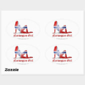 Sticker Ovale Drapeau norvégien Silhouette (Feuille)