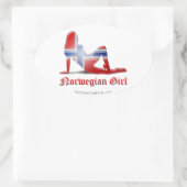 Sticker Ovale Drapeau norvégien Silhouette (Sac)