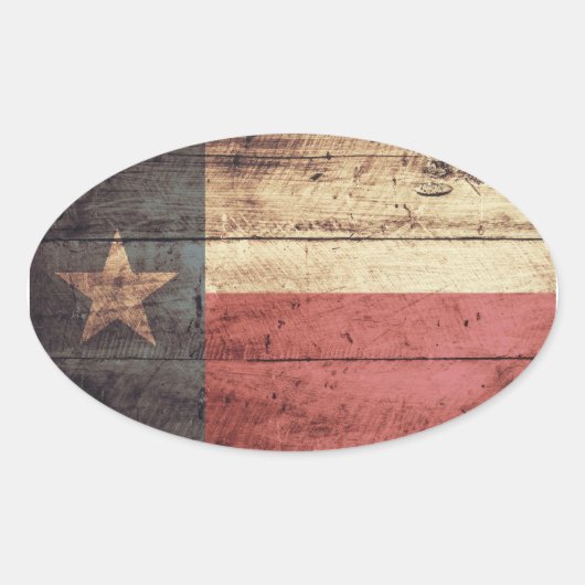 Sticker Ovale Drapeau Old Wood Texas (Devant)