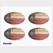 Sticker Ovale Drapeau Old Wood Texas (Feuille)