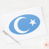 Sticker Ovale Drapeau ouïghour/Turkestan oriental (Enveloppe)