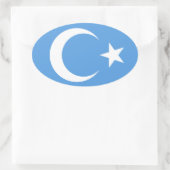Sticker Ovale Drapeau ouïghour/Turkestan oriental (Sac)