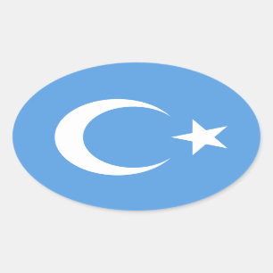 Sticker Ovale Drapeau ouïghour/Turkestan oriental