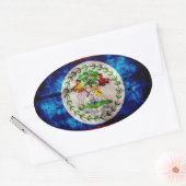 Sticker Ovale Drapeau patiné du Belize (Enveloppe)