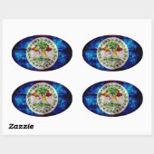 Sticker Ovale Drapeau patiné du Belize (Feuille)